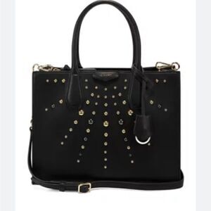 Black gold silver nine west ivy maddol shopper tote bag purse pocketbook